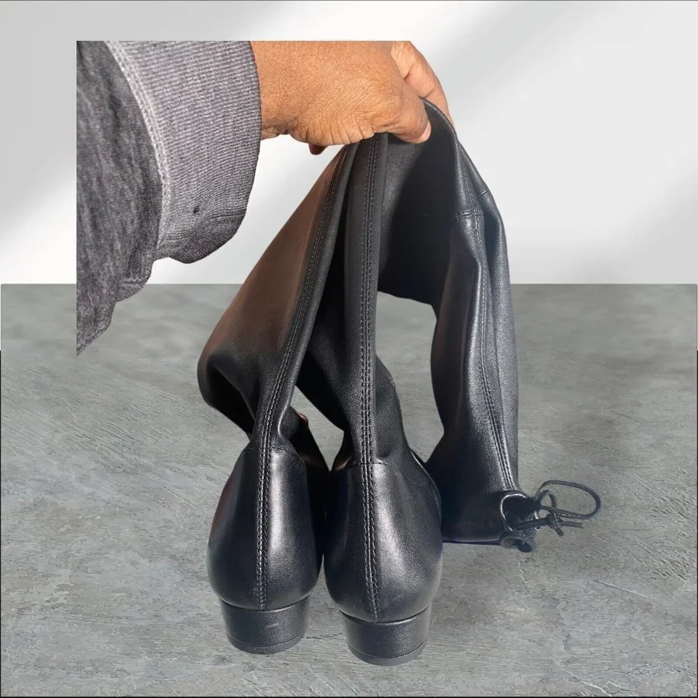 Stuart Weitzman Womans Genna 25 Over The Knee City Boot Black Leather SZ 7‎
